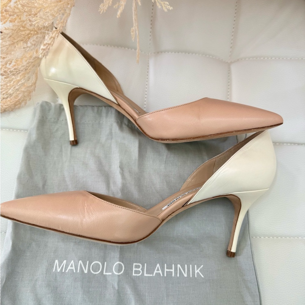 Manolo Blahnik Two-Tone Leather D’Orsay Pumps – Size 40 - Picture 9 of 11